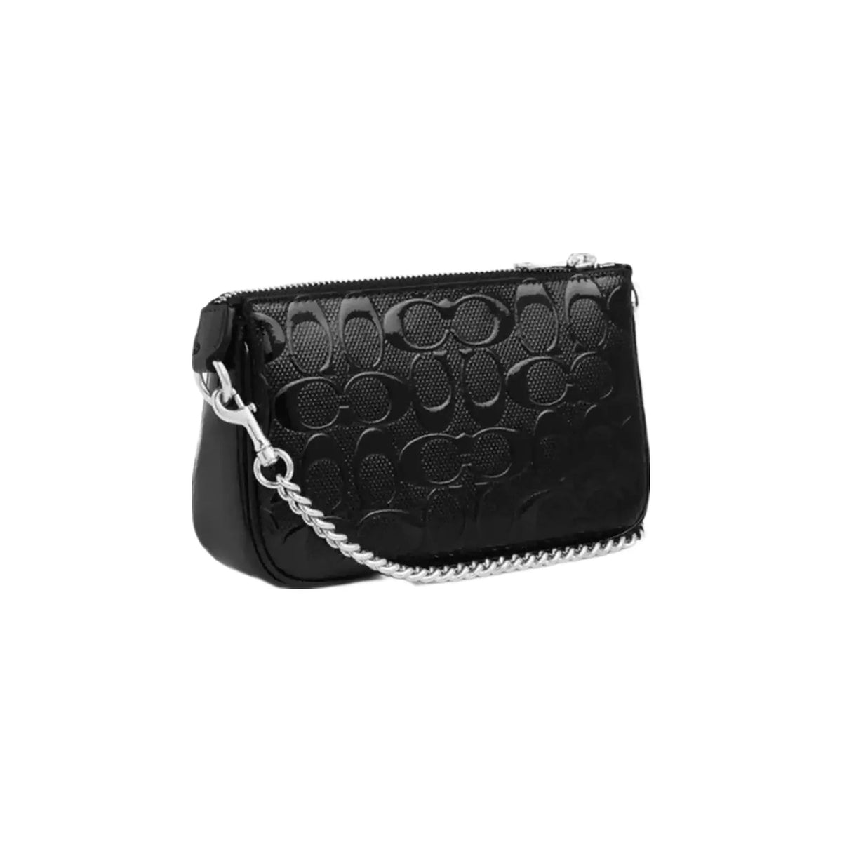 Coach Nolita 19 In Signature Leather With Heart Charm in Silver Black