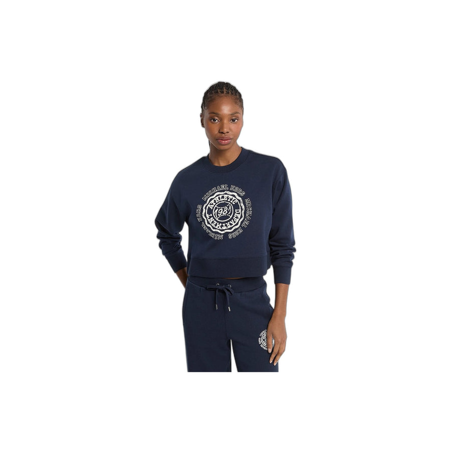 Michael Kors Graphic Logo Cotton Blend Cropped Sweatshirt MIDNIGHTBLUE