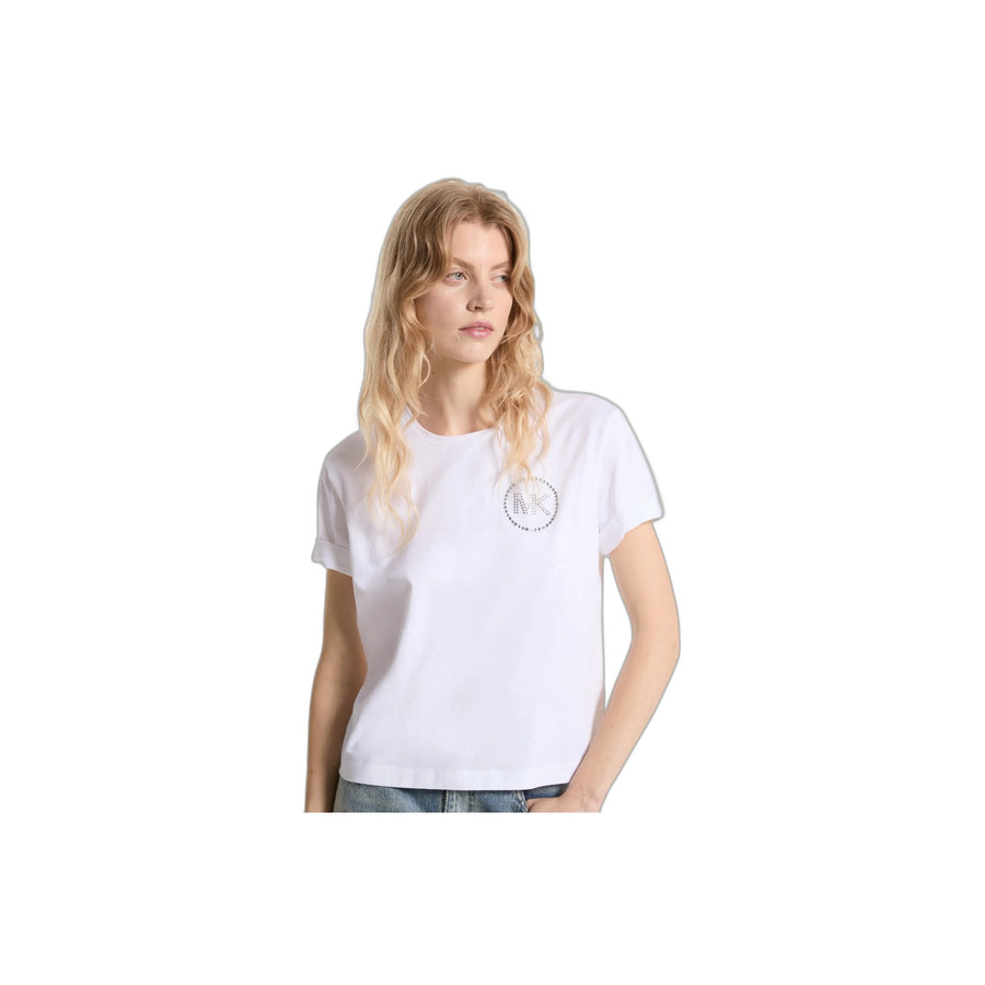 Michael Kors Embellished Logo Organic Cotton T-Shirt WHITE