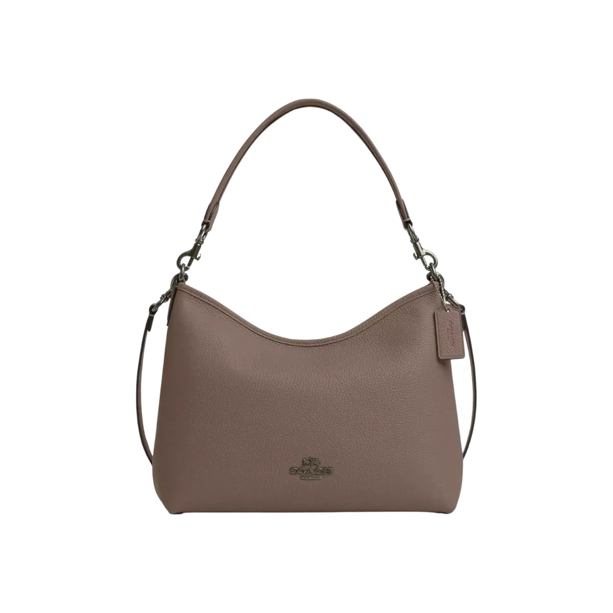 Coach Laurel Shoulder Bag Pebbled Leather Dark Stone