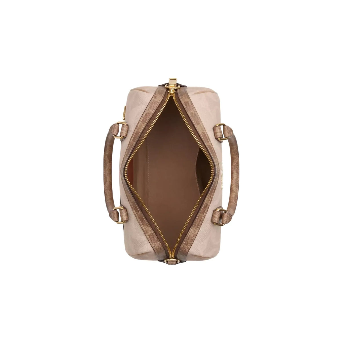 Coach Rowan Satchel Bag In Blocked Signature Canvas in Gold Sand Tan