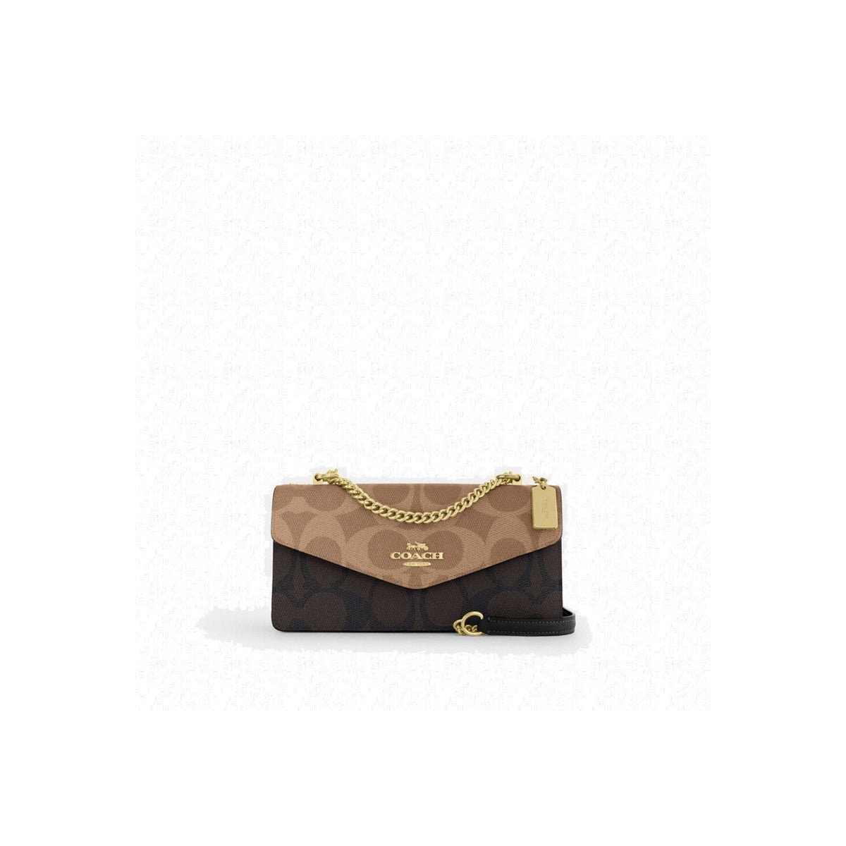 Coach Klare Crossbody Bag In Blocked Signature Canvas Gold Walnut Tan