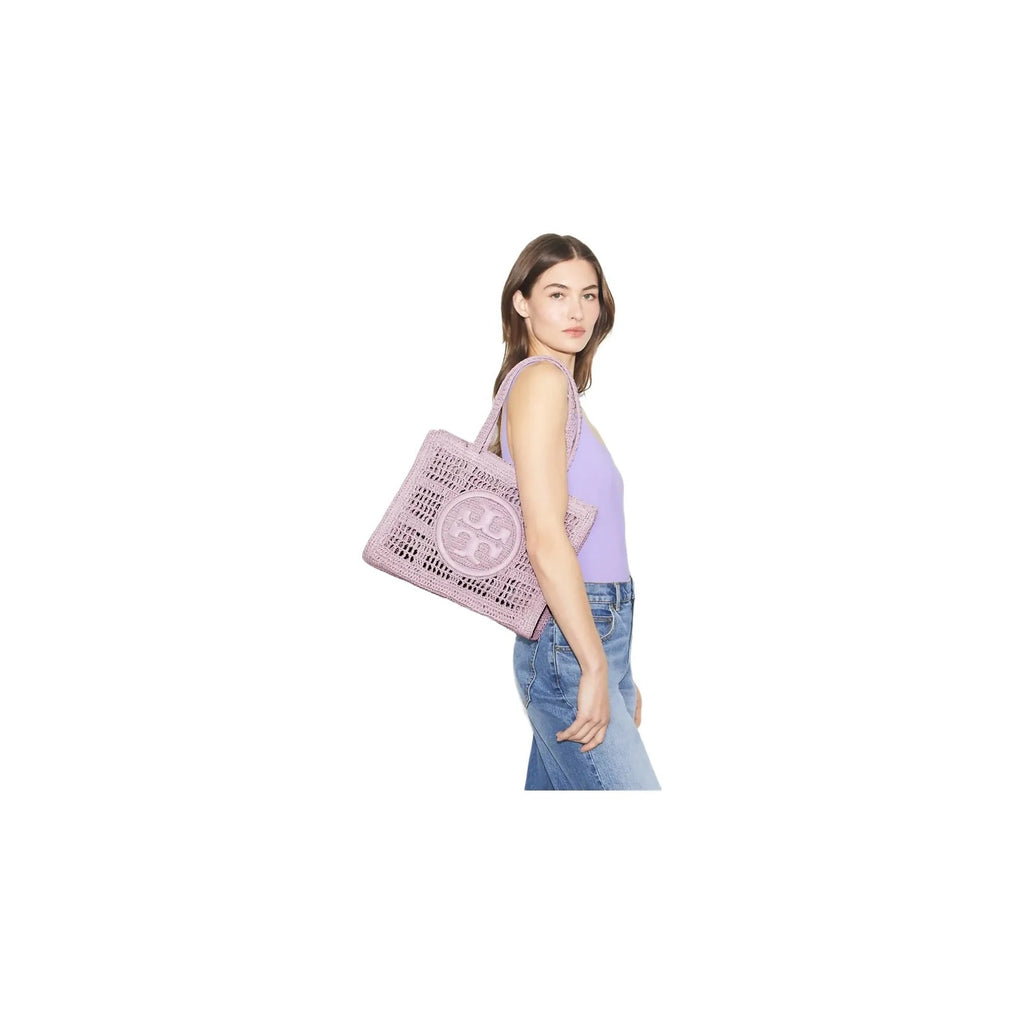 Tory Burch Small Ella Hand-Crocheted Tote Pale Purple