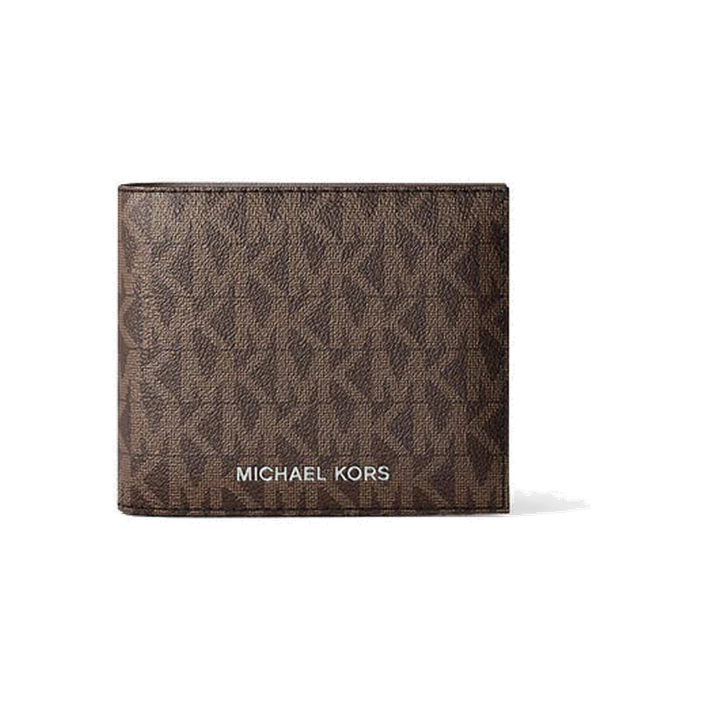 Michael Kors Cooper Logo Billfold Wallet With Coin Pouch Brown-Blk