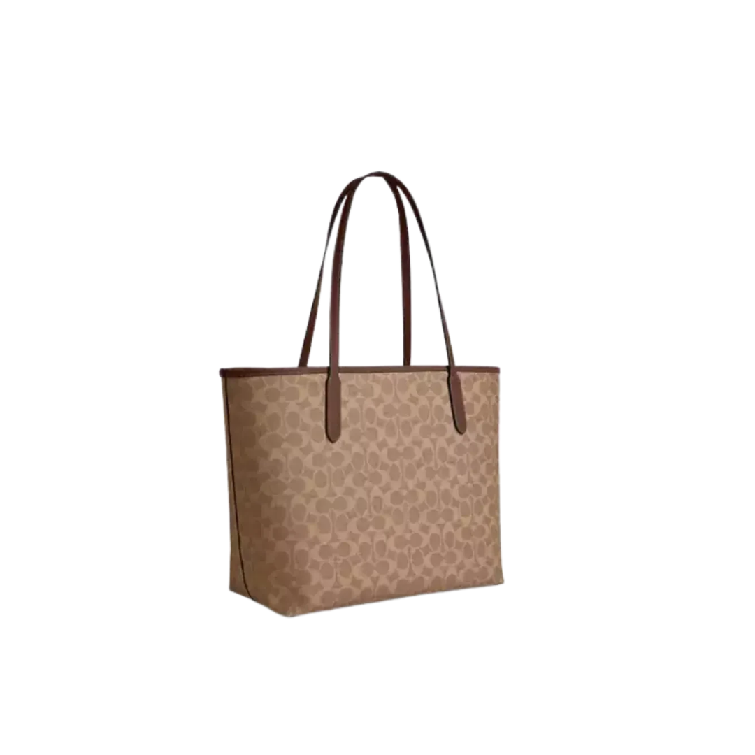 Coach City Tote Bag In Signature Canvas Tan