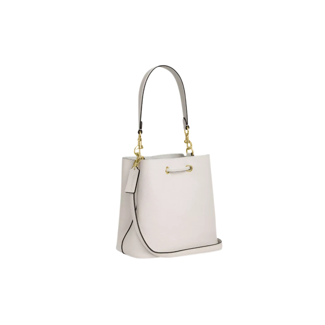 Coach Rowan Bucket Bag pebbled leather Gold Chalk