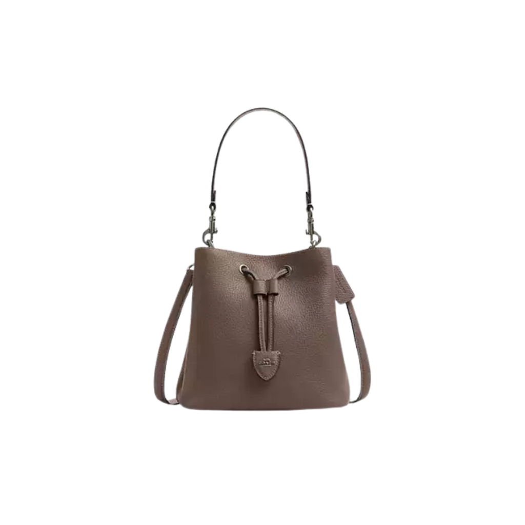Coach Rowan Bucket Bag pebbled leather Dark stone