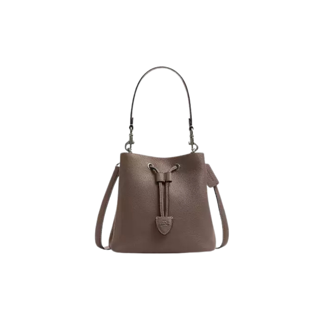 Coach Rowan Bucket Bag pebbled leather Dark stone