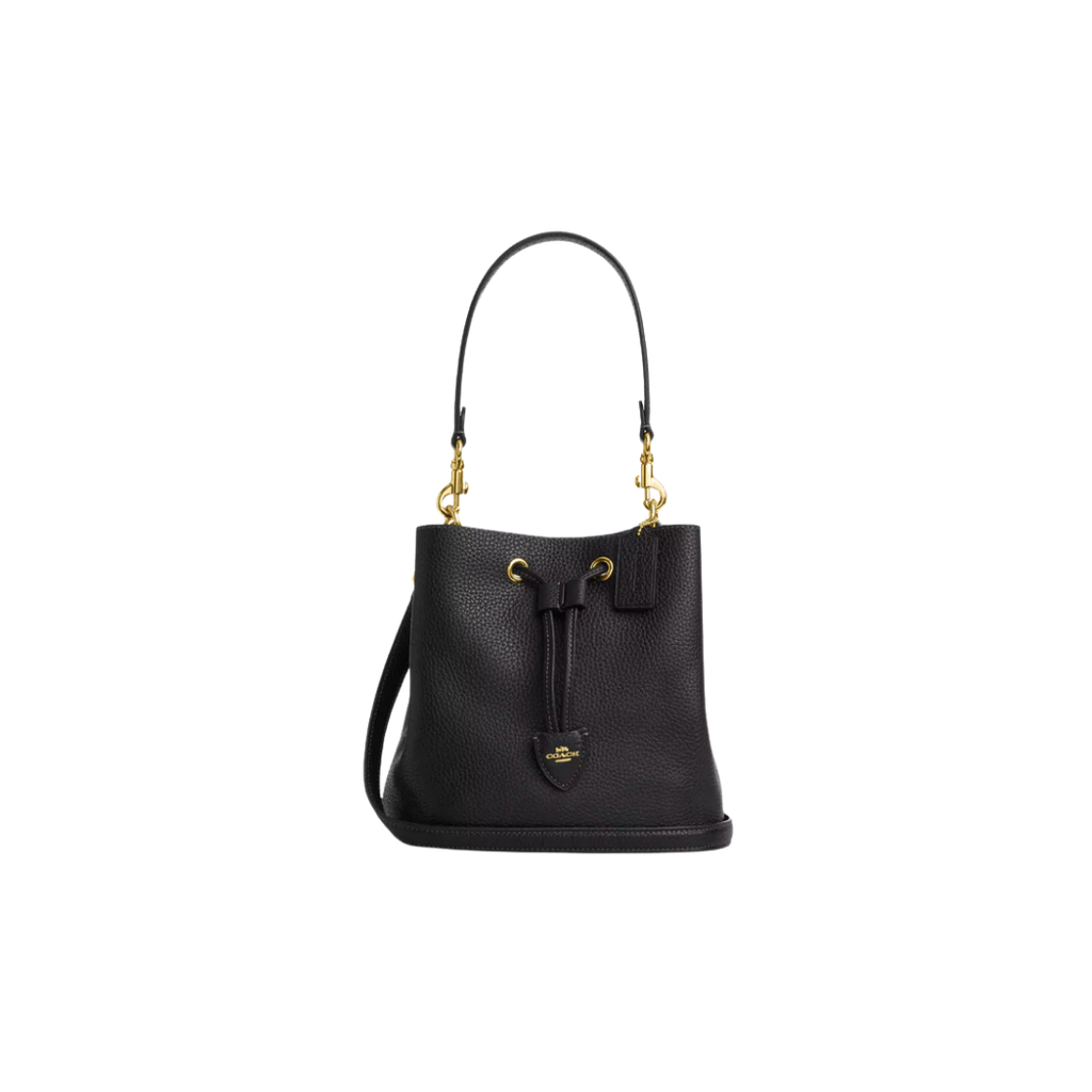 Coach Rowan Bucket Bag pebbled leather Gold Black