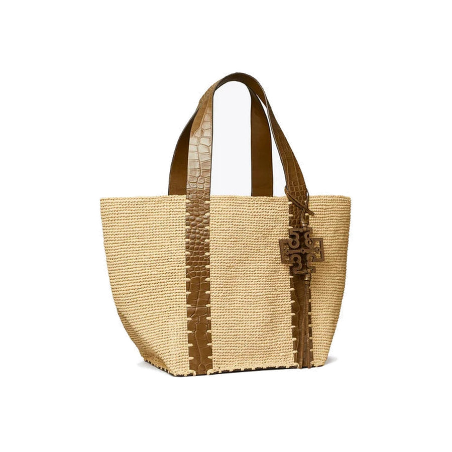 Tory Burch Straw Tote Natural / Wild Olive
