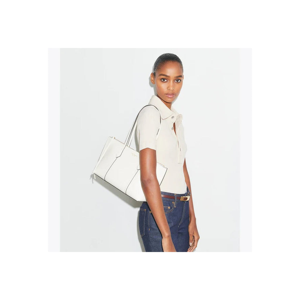 Tory Burch Small Perry Zip Tote Warm White