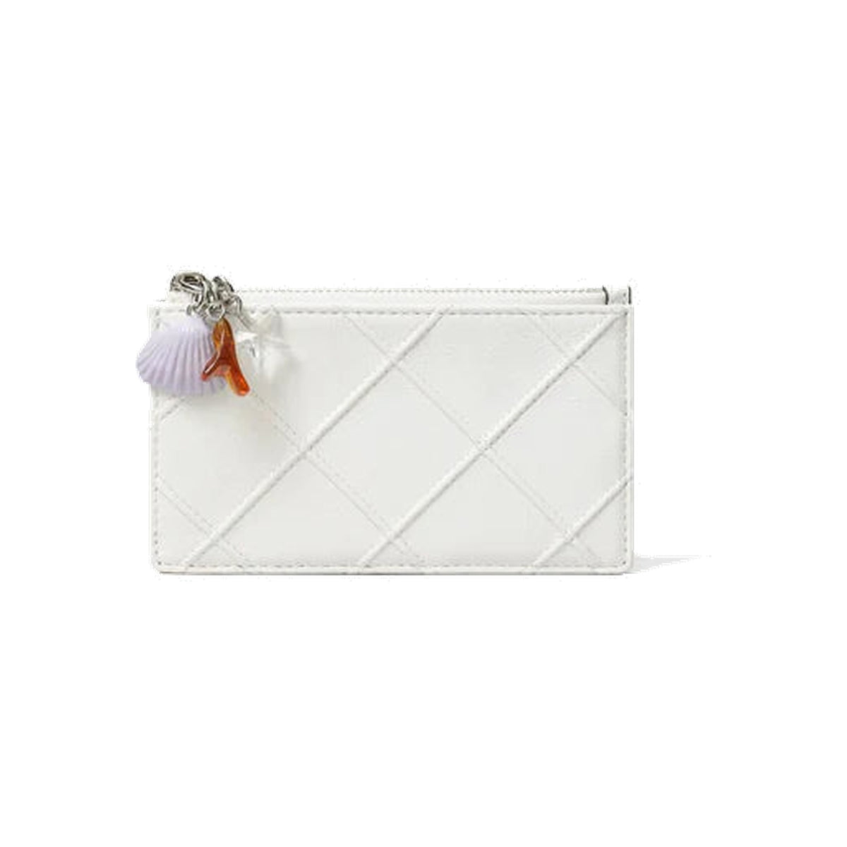 Tory Burch Fleming Distressed Charm Zip Card Case Cirrus Cloud