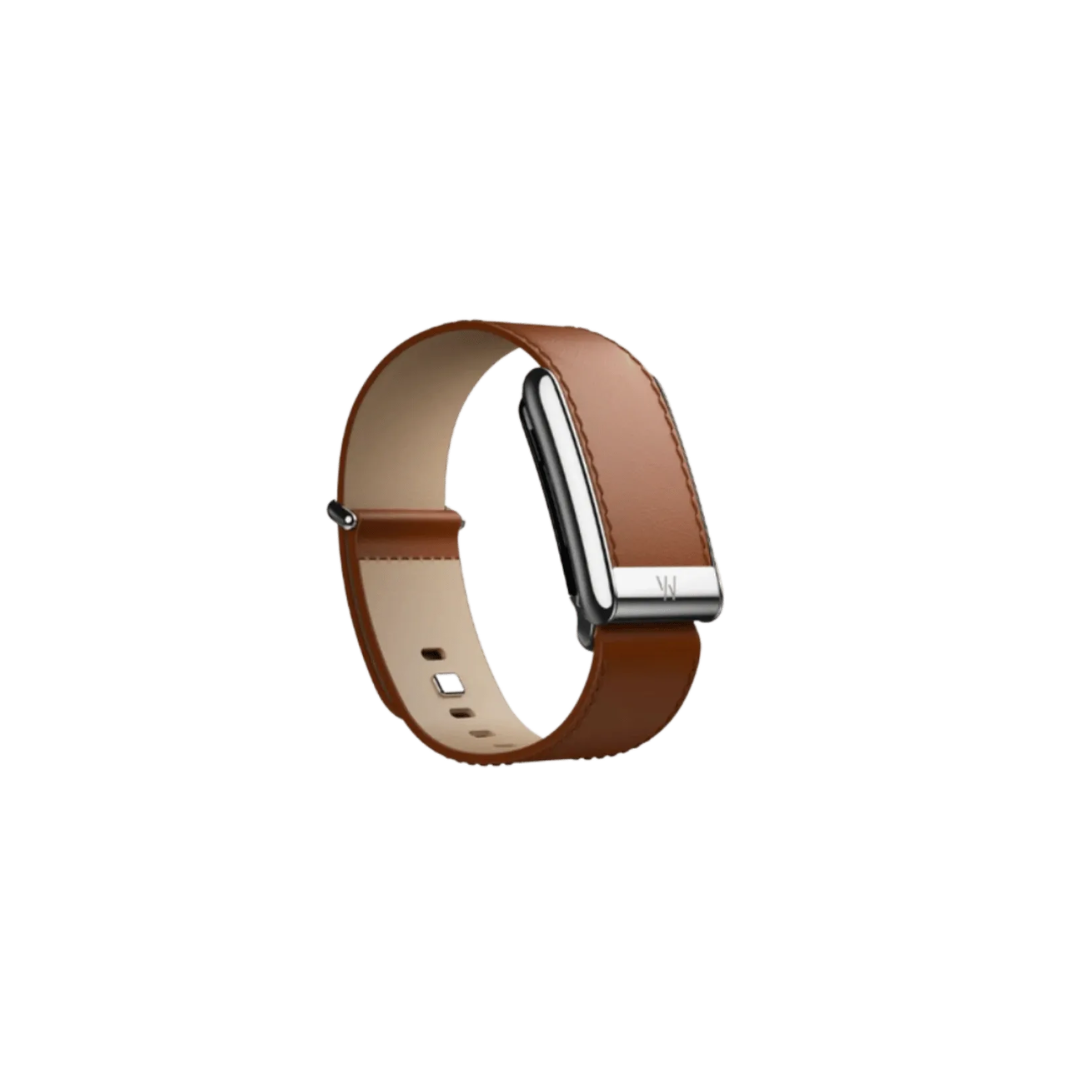 Whoop 5.0 Leatherluxe Straight Chestnut/Cream With Titanium Band (12 Month Peak Subscription Included)