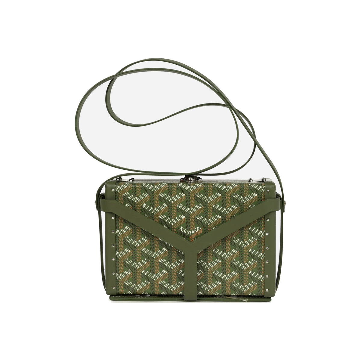 Goyard Goyardine Canvas Khaki Minaudiere Trunk Bag Palladium Hardware