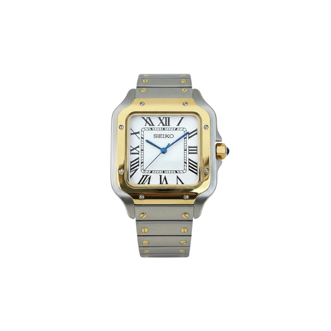 Seiko Mod Santos "Two-Tone White"