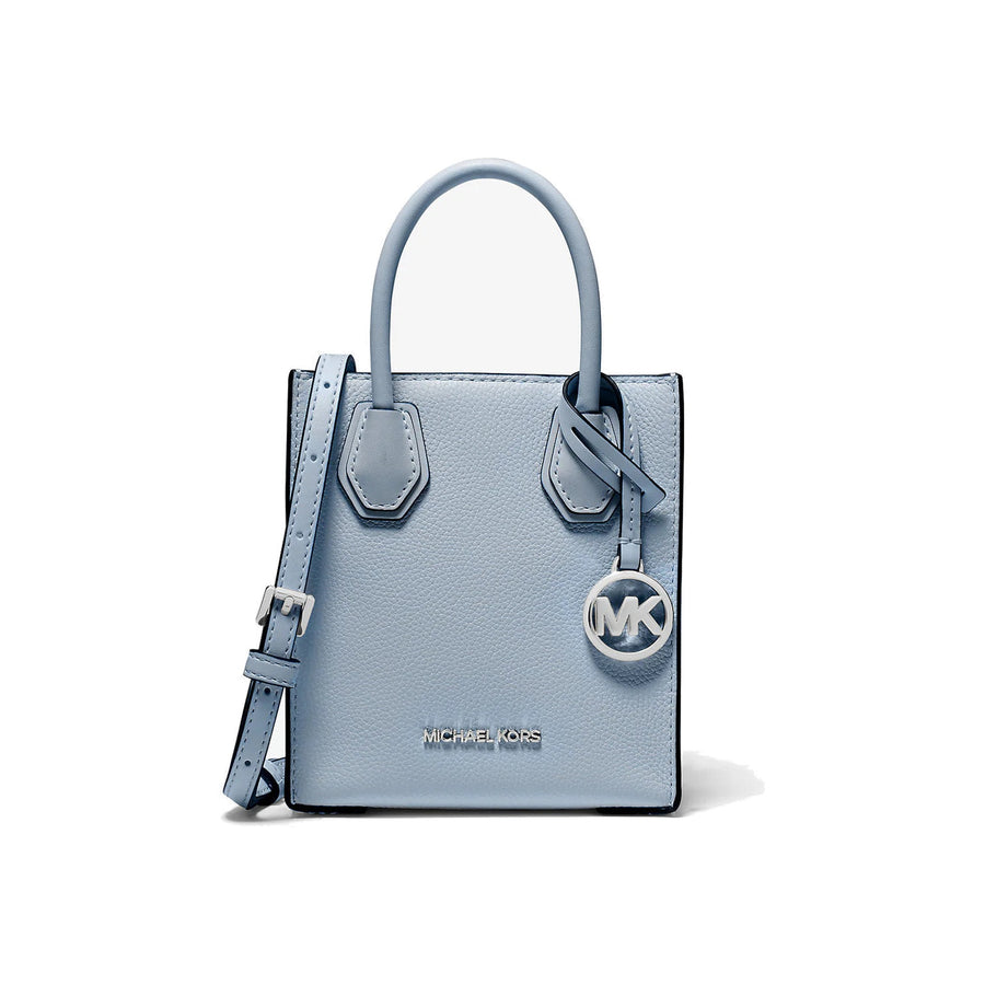 Michael Kors Mercer Extra-Small Pebbled Leather Crossbody Bag Pale Blue