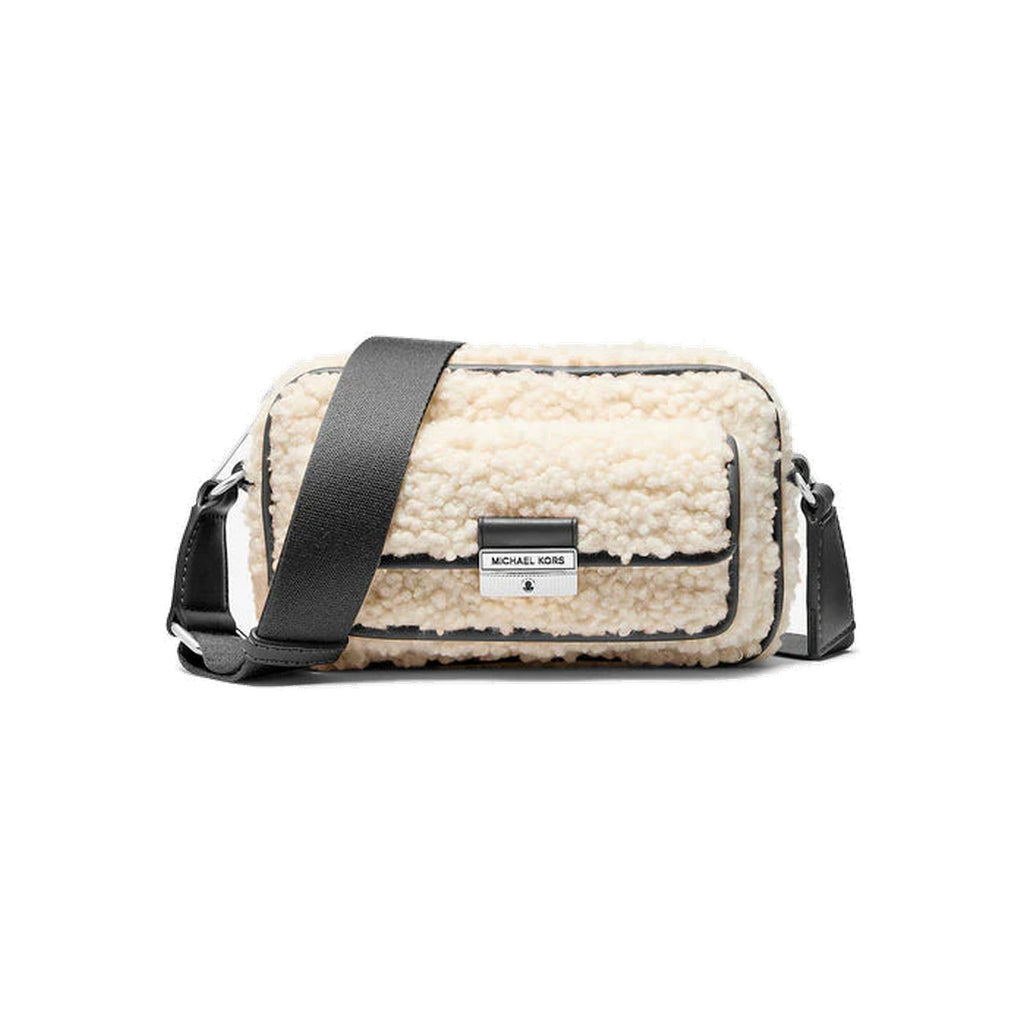 Michael Kors Bradshaw Extra-Small Faux Shearling Camera Crossbody Bag Black