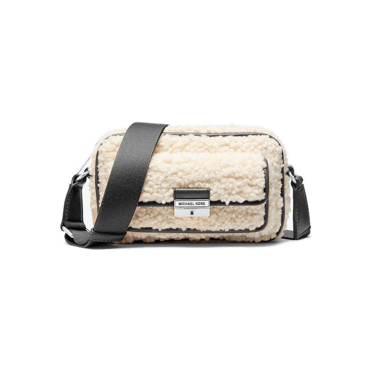Michael Kors Bradshaw Extra-Small Faux Shearling Camera Crossbody Bag Black