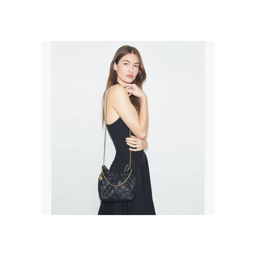 Tory Burch Mini Fleming Soft Hobo Bag Black