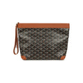 Goyard Goyardine Canvas Black and Brown Conti Pouch Palladium Hardware