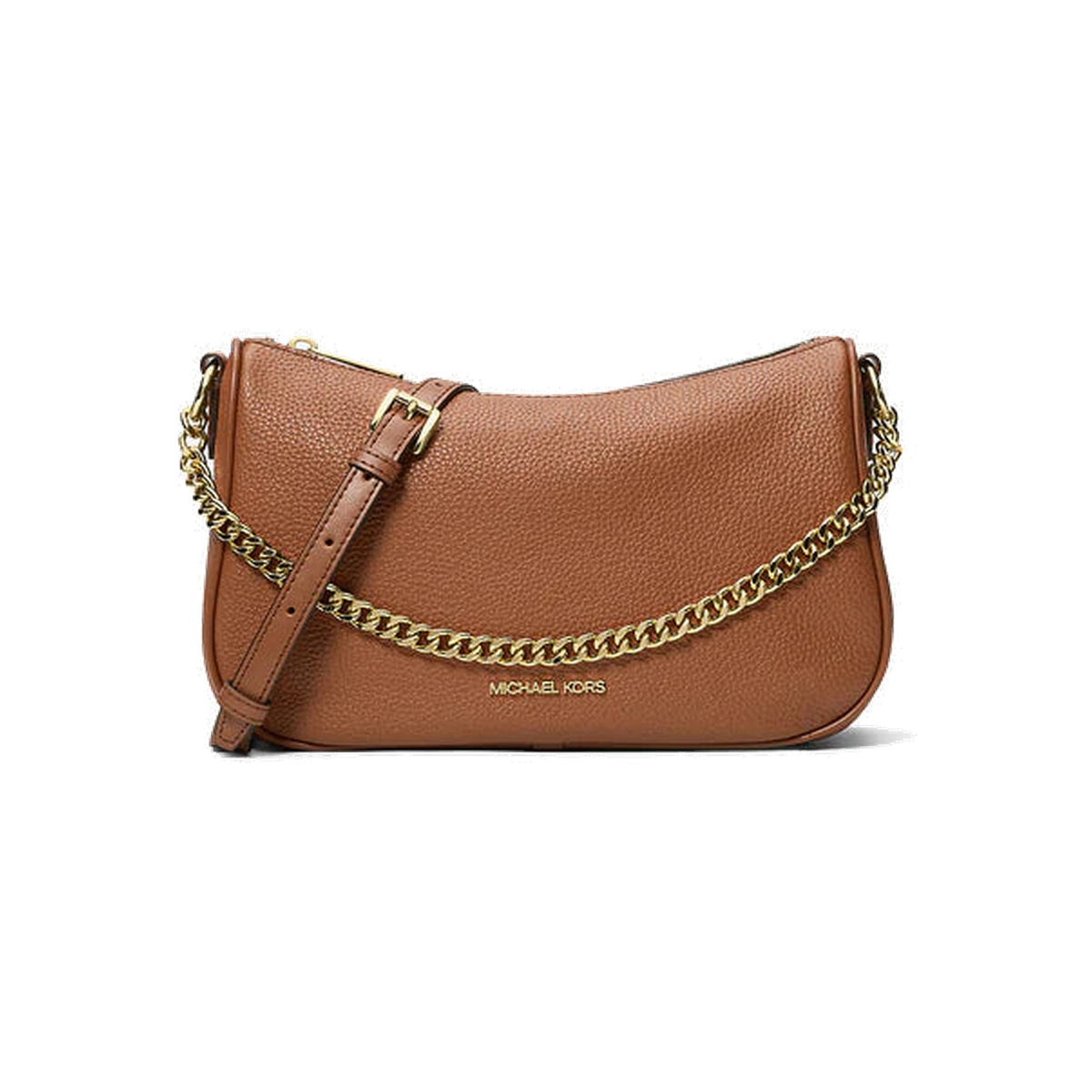 Michael Kors Carmela Medium Pebbled Leather Convertible Crossbody Bag Luggage