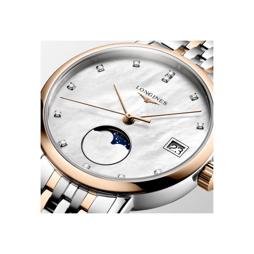 Women’s Longines Elegant Collection Moonphase L4.330.5.87.7 Diamond Quartz Watch