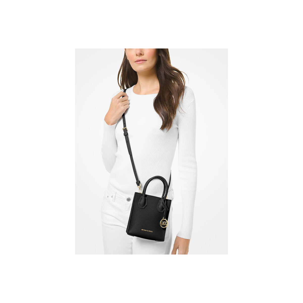Michael Kors Mercer Extra-Small Pebbled Leather Crossbody Bag Black