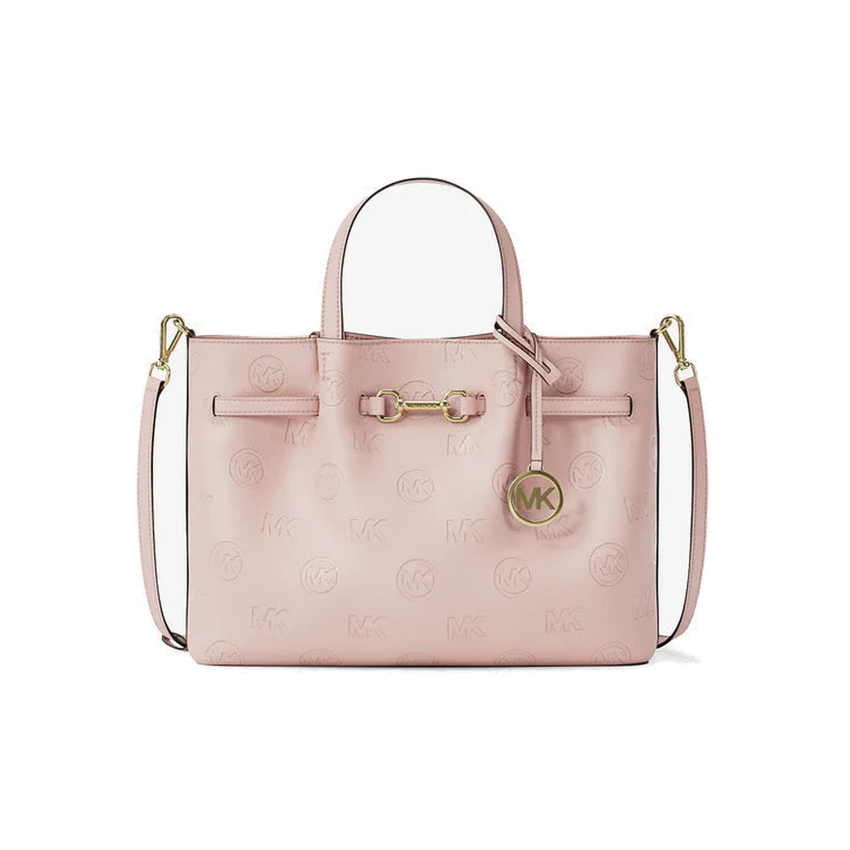 Michael Kors Carson Medium Logo Debossed Satchel Powder Blush