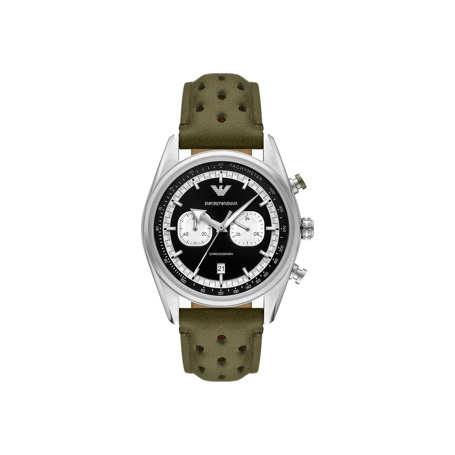 Chronograph Green Leather Watch (AR11709)