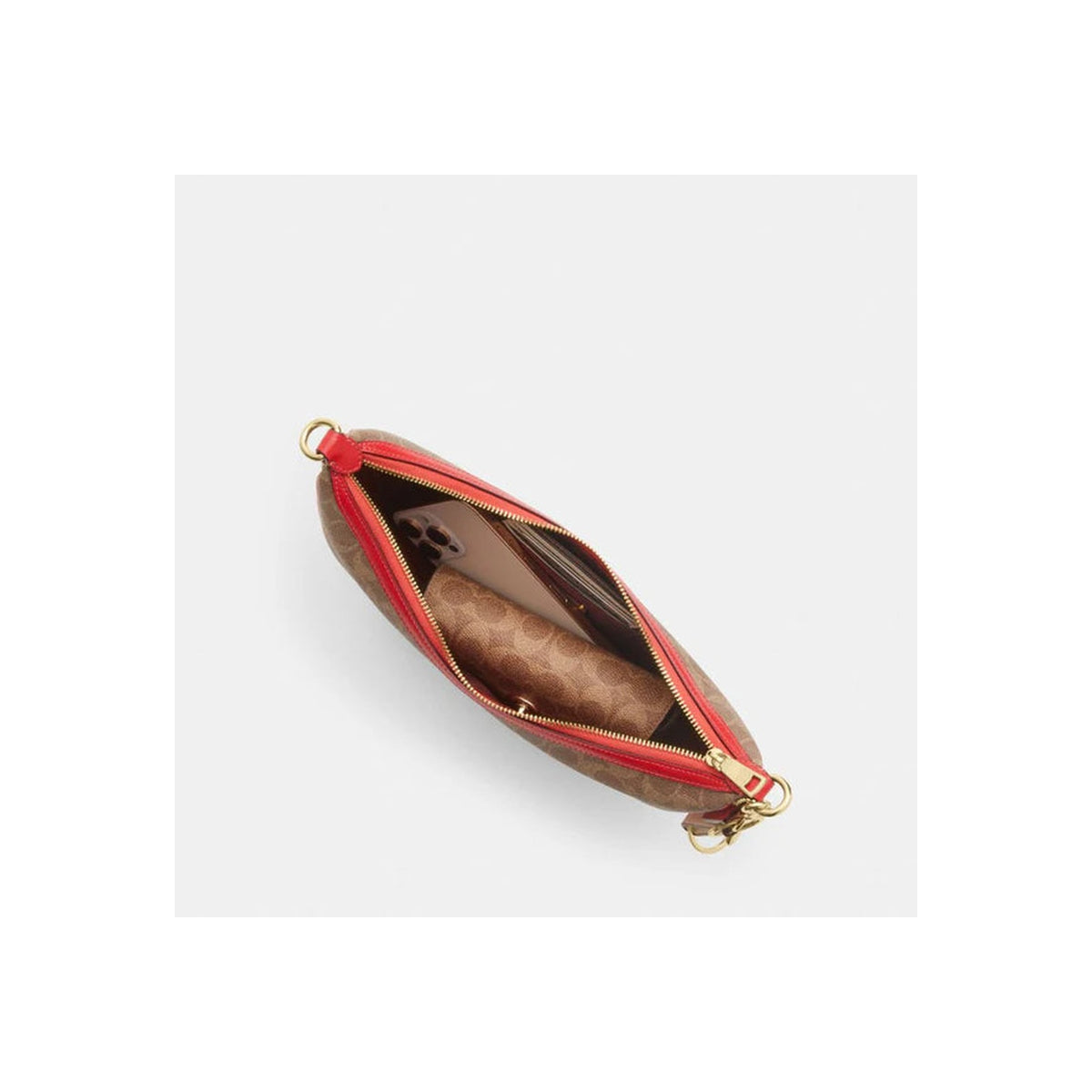 Coach Aria Shoulder Bag In Signature Canvas Gold Tan Carnation