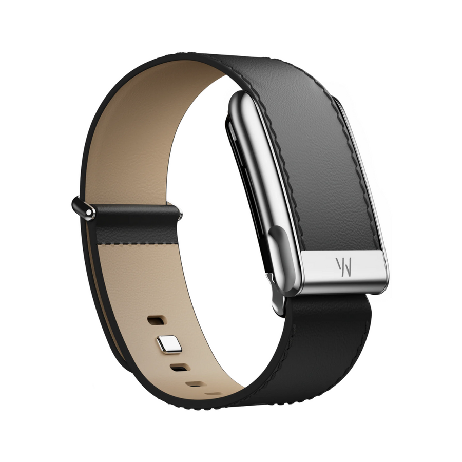 WHOOP MG (STRAP ONLY) - LEATHERLUXE STRAIGHT BLACK CREAM WITH TITANIUM