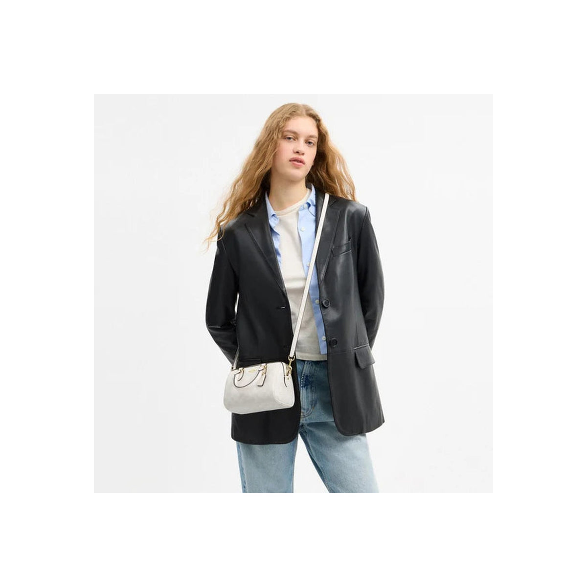 Coach Mini Rowan Crossbody Bag In Signature Canvas Gold White Chalk