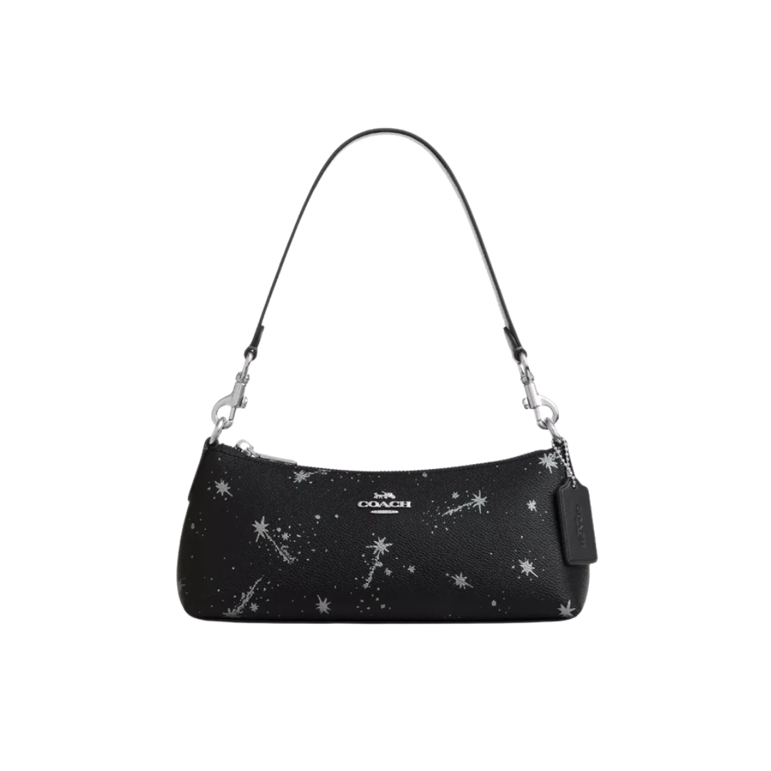 Coach Charlotte Shoulder Bag With Star Print Silver Black Multi