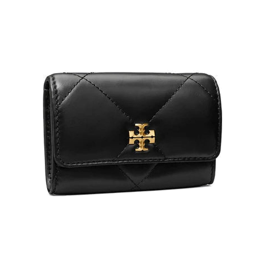 Tory Burch Kira Diamond Quilt Flap Card Case Black
