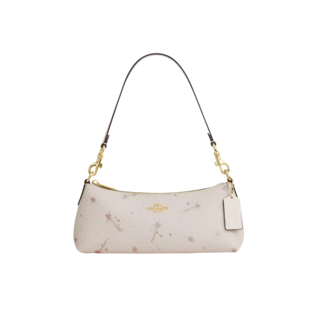 Coach Charlotte Shoulder Bag With Star Print novelty leather Gold Chalk Multi