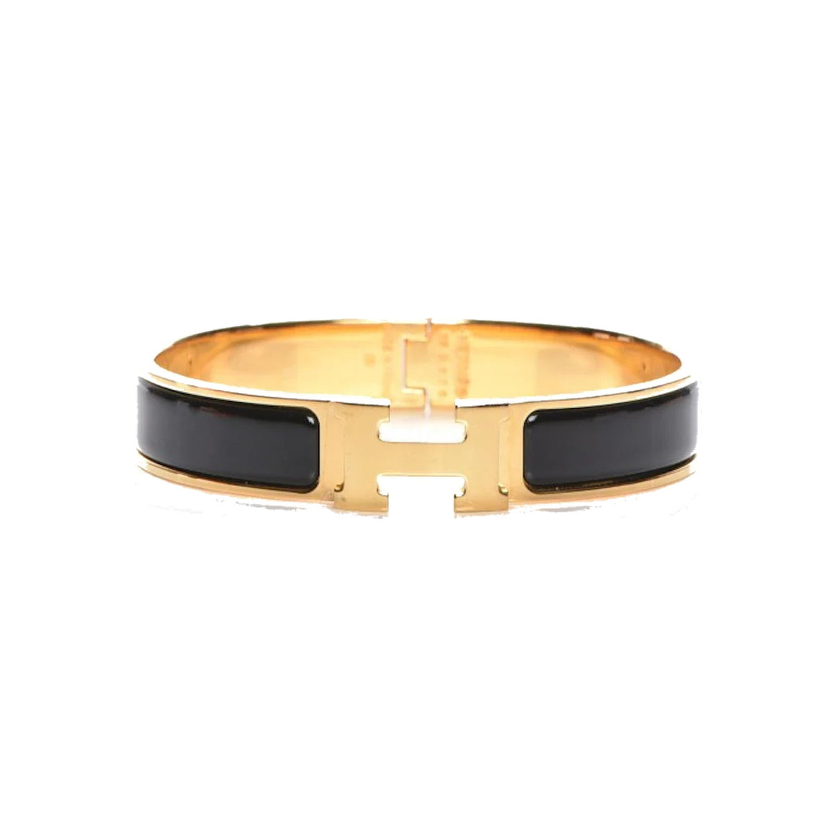 Hermes Clic Clac H Bracelet Gold-Tone Pm Black