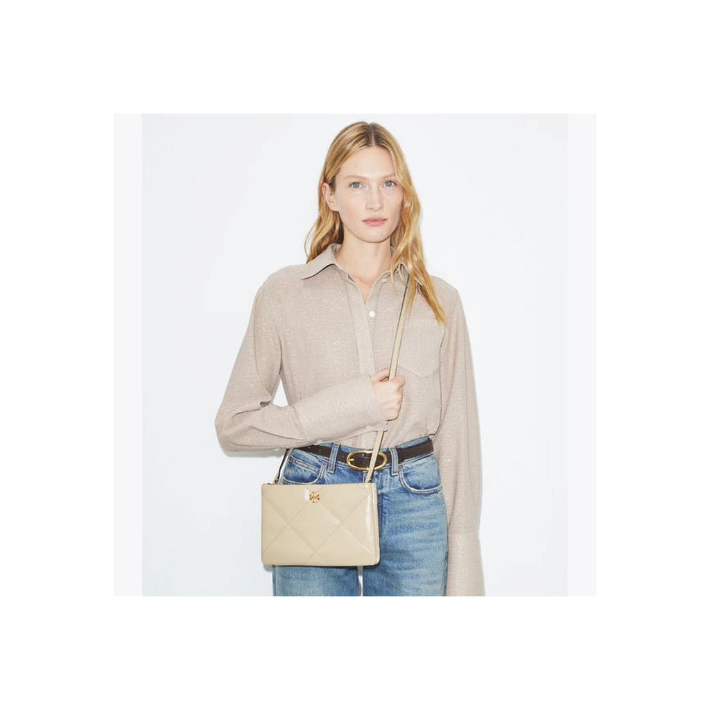 Tory Burch Kira Diamond Quilt Crossbody Bag Light Stone