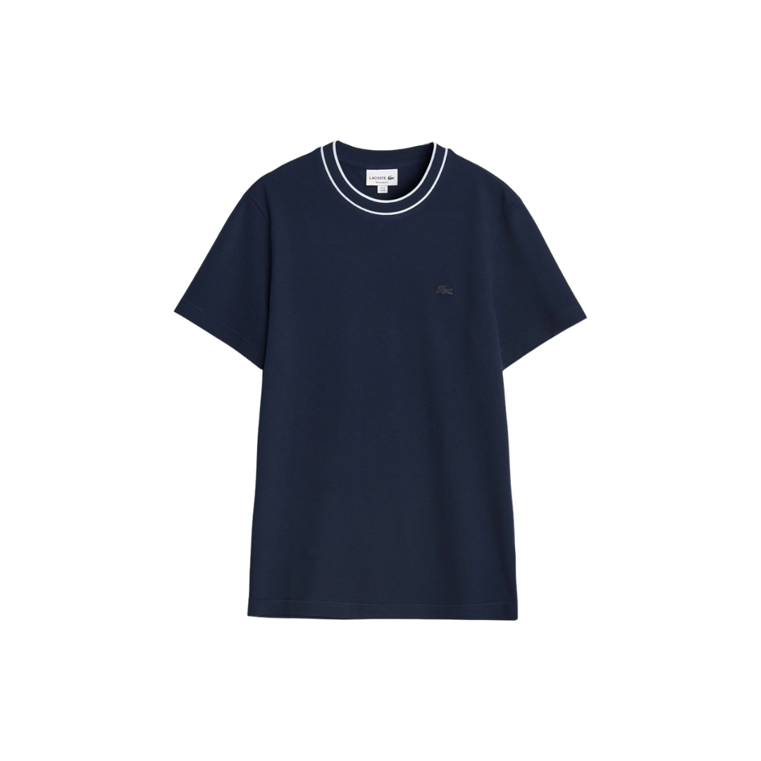 Lacoste Contrast Rib Piqué T-Shirt Navy Blue