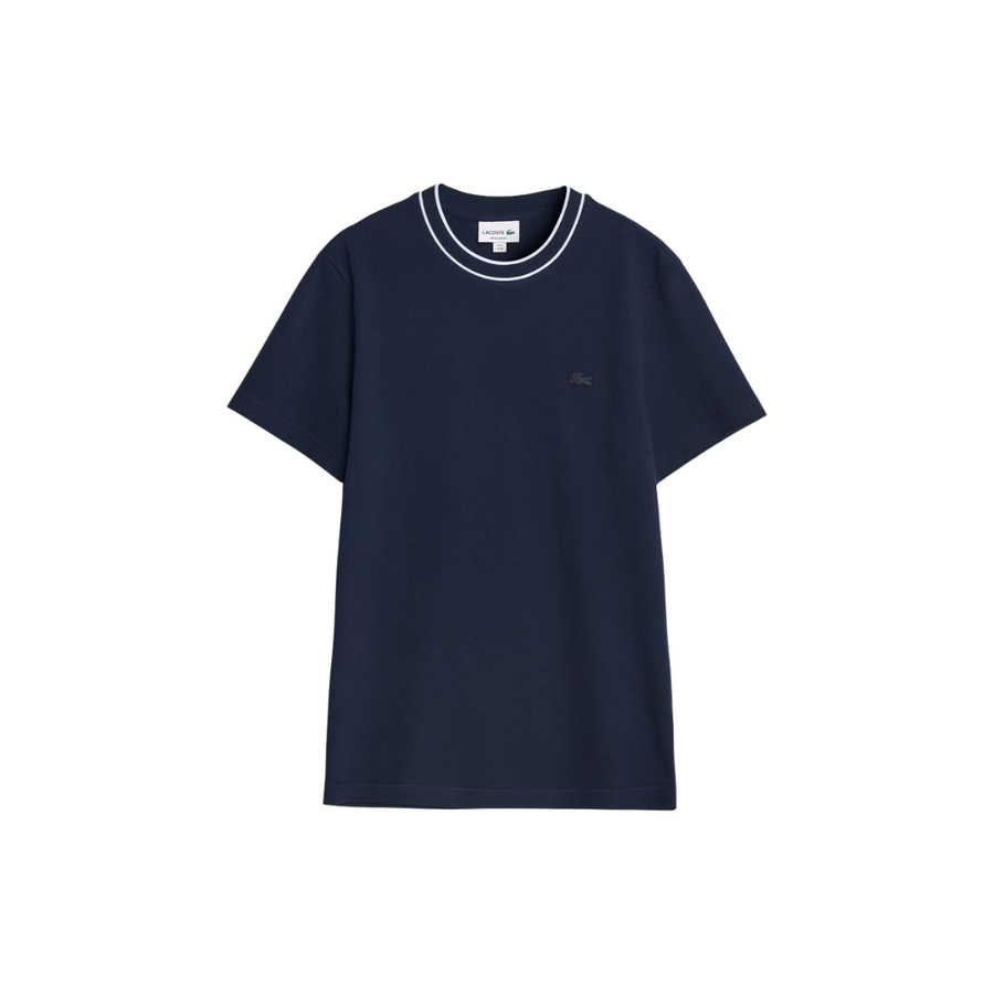 Lacoste Contrast Rib Piqué T-Shirt Navy Blue