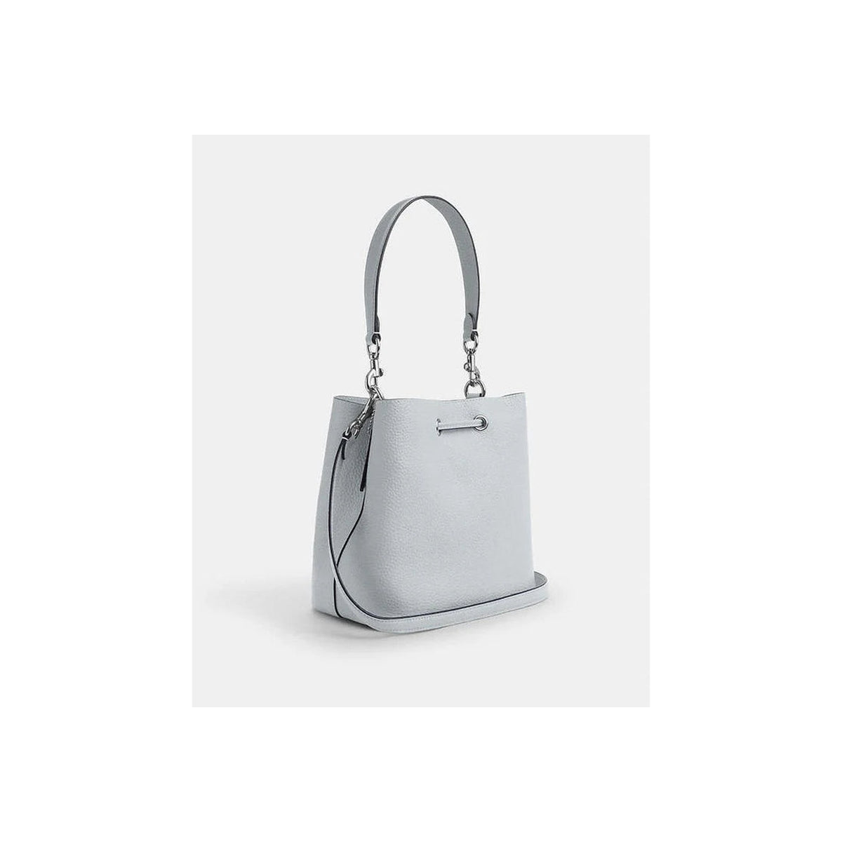 Coach Rowan Bucket Bag Pebbled Leather-Silver-Ice Blue