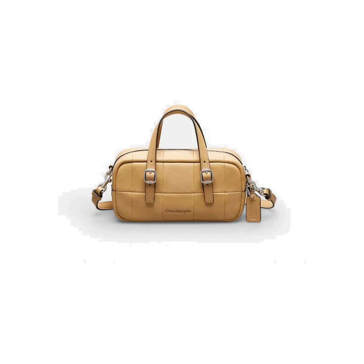 Coach Alter/Ego Mini Satchel Bag In Checkerboard Upcrafted Leather With Crossbody Strap Tan