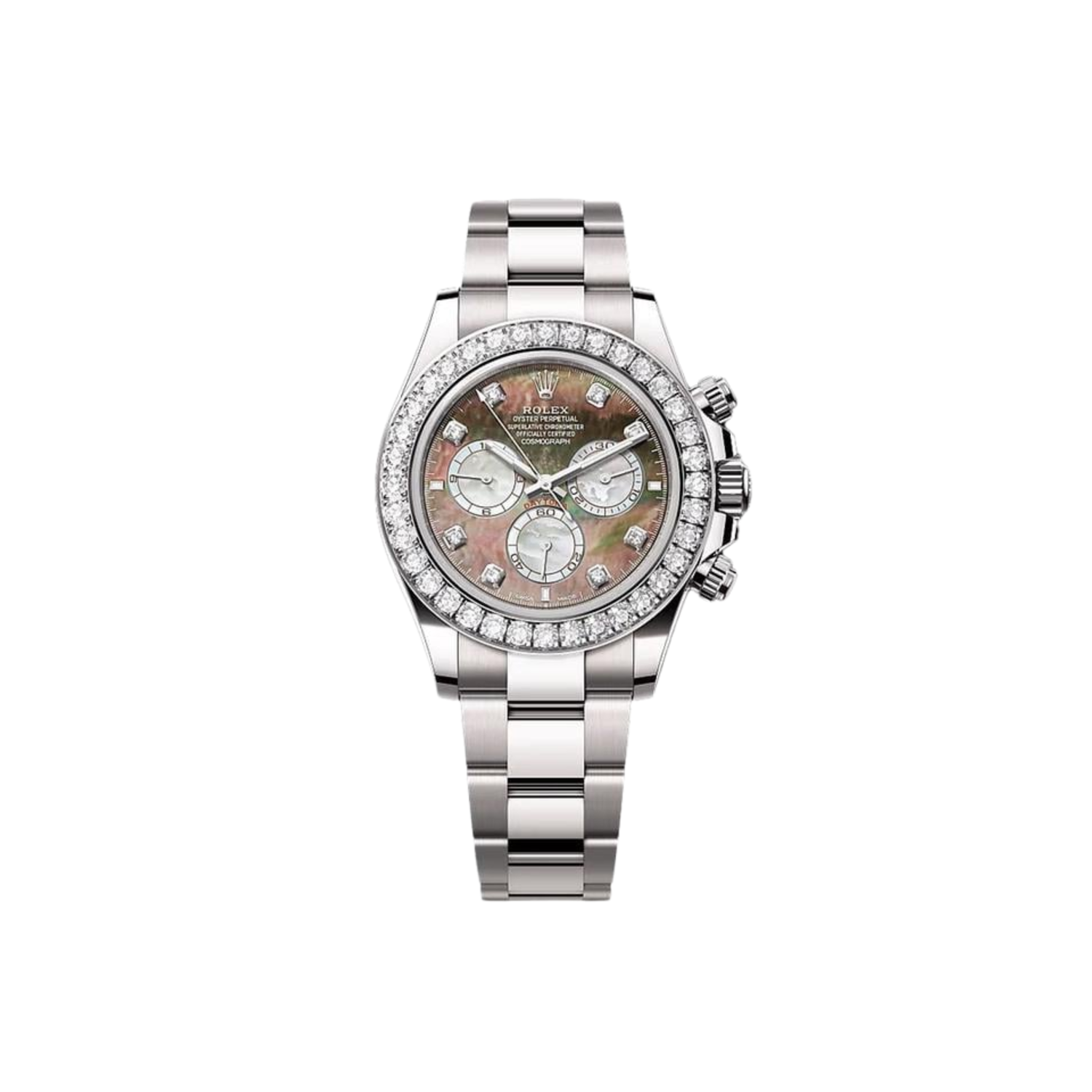 Men’s Rolex Cosmograph Daytona 126579RBR – Black & White Mother-of-Pearl Dial with Diamonds, White Gold