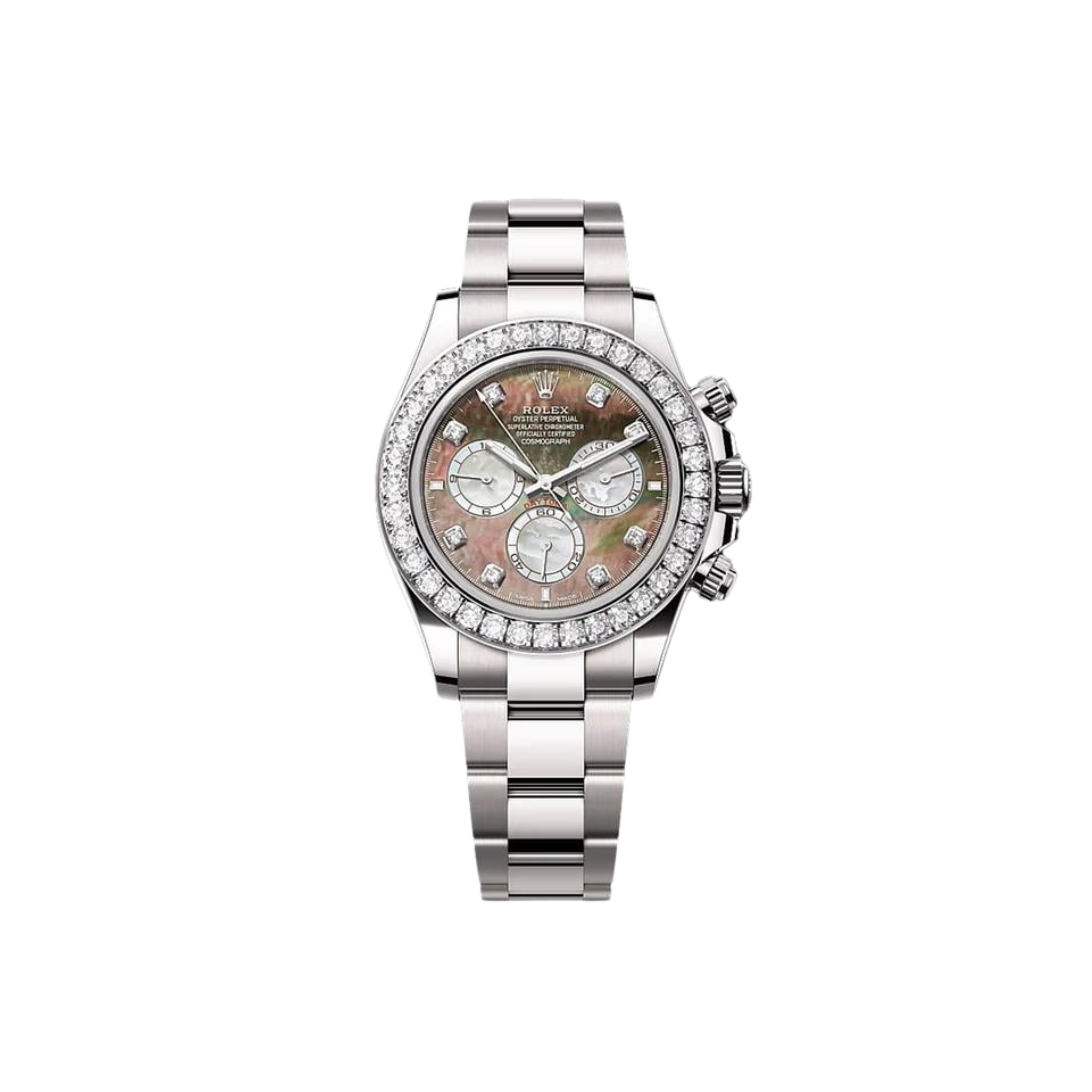 Men’s Rolex Cosmograph Daytona 126579RBR – Black & White Mother-of-Pearl Dial with Diamonds, White Gold