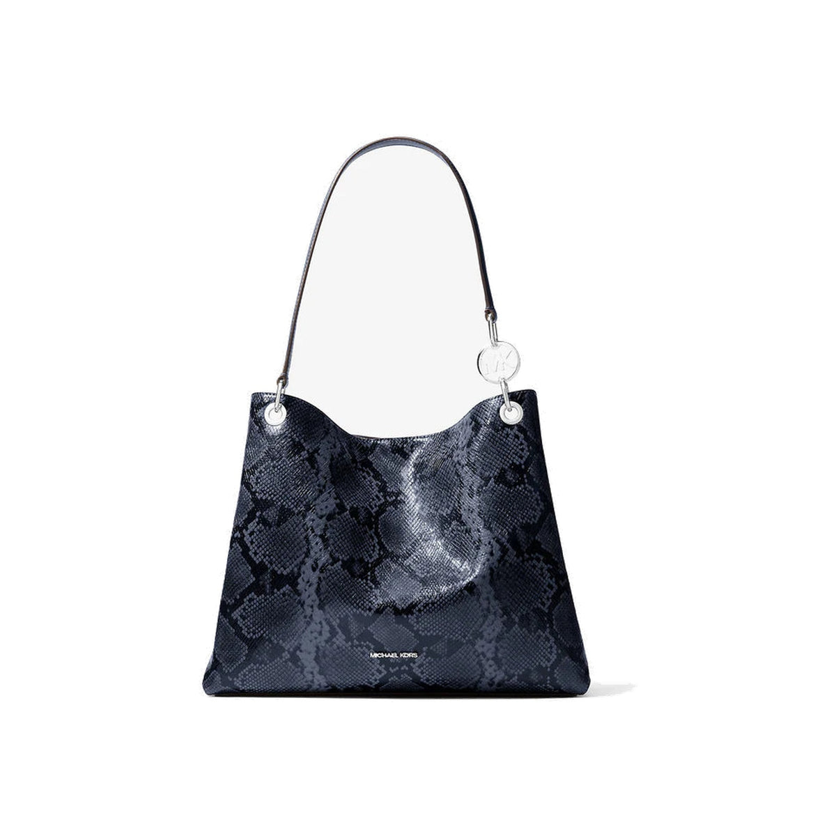 Michael Kors Christina Large Snake Embossed Shoulder Bag Navy