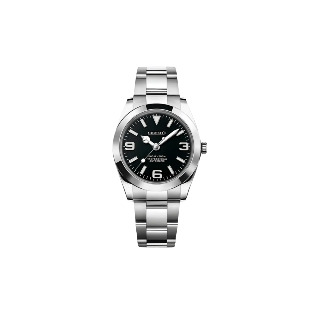 Seiko mod Explorer Black Dial