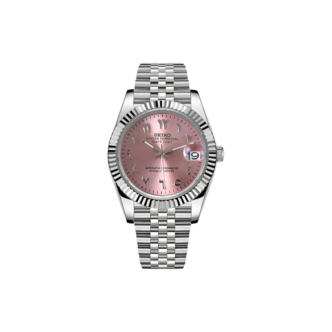 Seiko Mod Datejust Pink Arabic