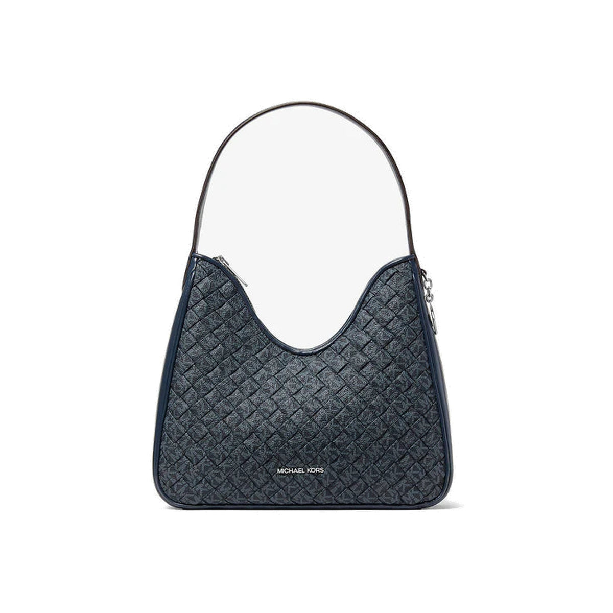 Michael Kors Nayla Small Woven Signature Logo Hobo Shoulder Bag Admiral