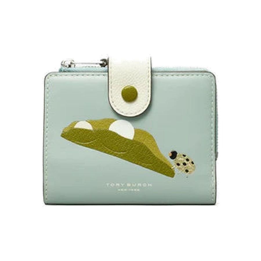 Tory Burch Colorblock Pea Pod Bi-Fold Wallet Blue Celadon