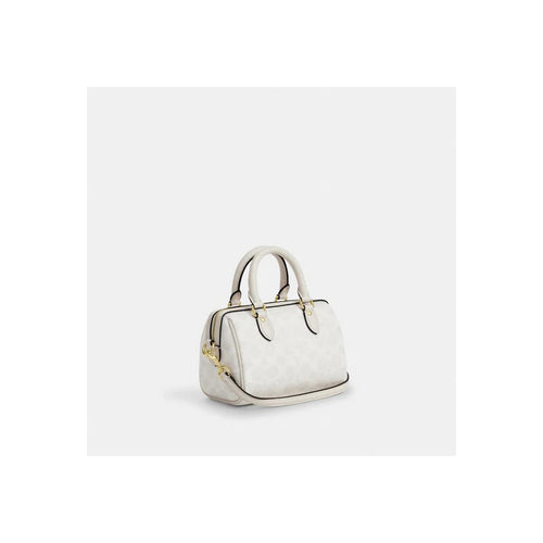 Coach Mini Rowan Crossbody Bag In Signature Canvas Gold White Chalk