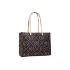 T Monogram Contrast Embossed Tote
